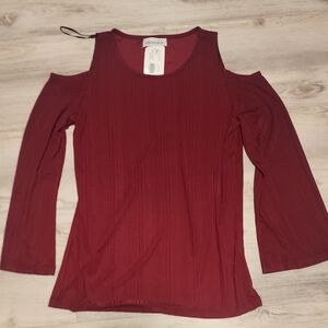 Burgundy Cold Shoulder Top
